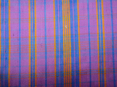 100% silk dupion blue purple mustard and blue Plaid fabric 54&quot; wide