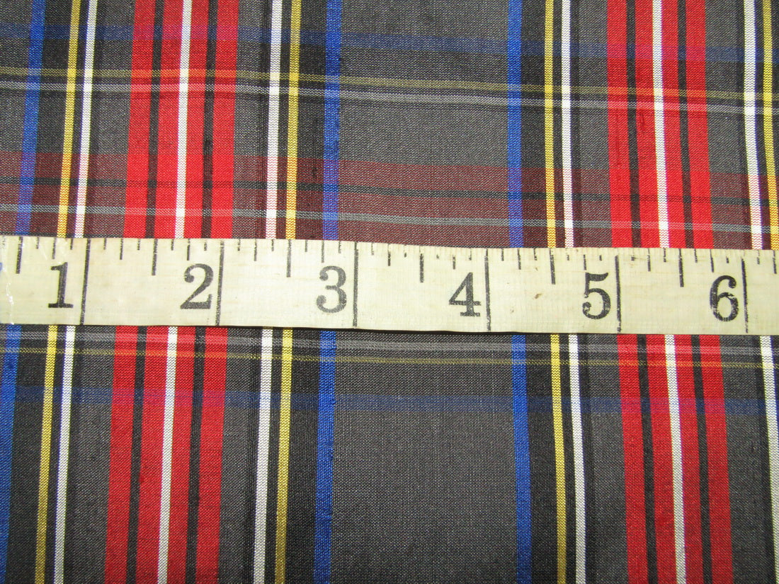 100% silk dupion red and black Scottish tartan Plaids fabric 54&quot; wide