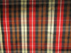 100% silk dupion red black brown beige Plaids fabric 54&quot; wide