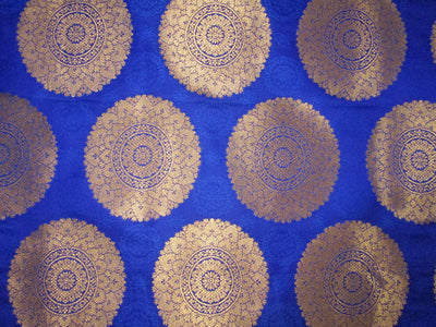 Brocade jacquard Fabric ROYAL BLUE x METALIC gold color 44&quot;