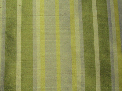 100% silk dupion green stripes 54&quot; wide sold by the yard