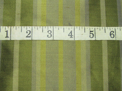 100% silk dupion green stripes 54&quot; wide sold by the yard