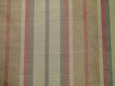 100% silk dupion dusty blue x green and red stripes 54&quot; wide sold by the yard