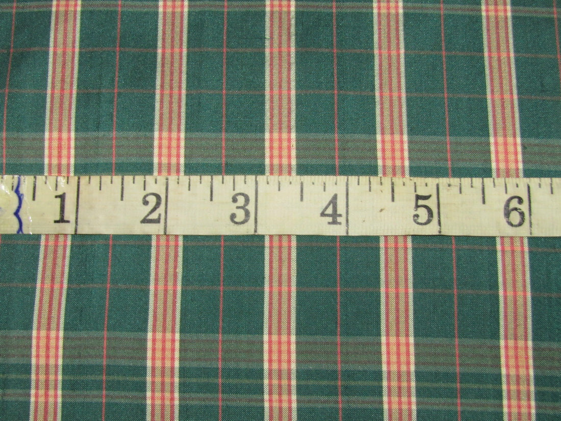 100% silk dupion fabric PLAIDS green and pink 54&quot; wide