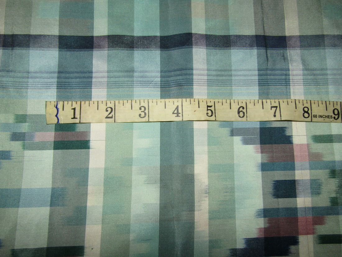 100% silk taffeta fabric blue and green PLAIDS 54&quot; wide sold by the yard