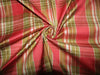 100% silk dupion coral and olive Plaids fabric 54&quot; wide