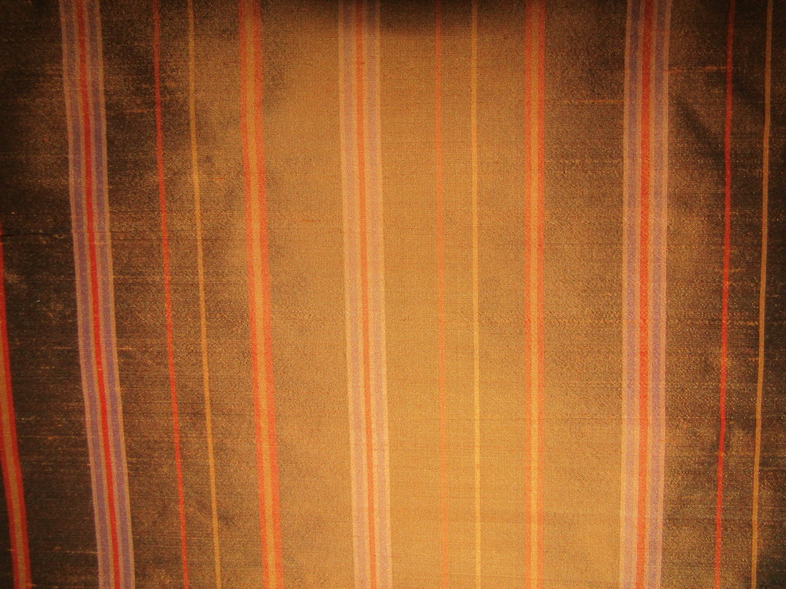 100% silk dupion copper and orange stripes 54&quot; wide sold by the yard