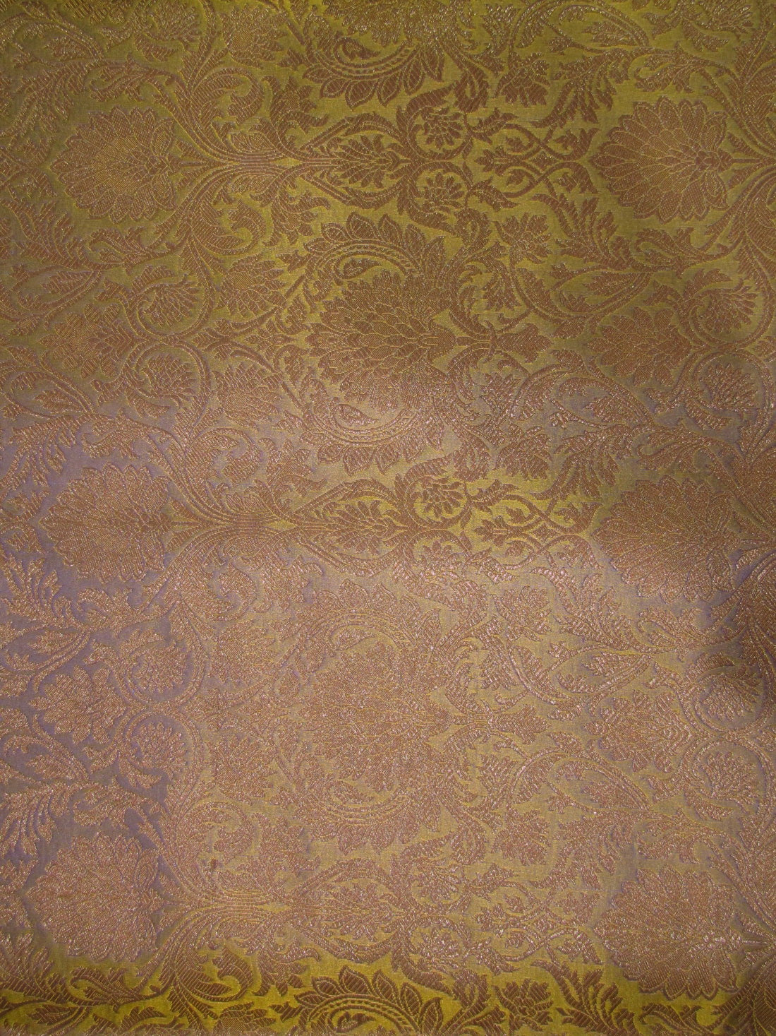 Brocade jacquard Fabric irridescent mustard blue x METALIC gold color 44&quot;