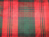 100% silk dupion red green navy Plaids fabric 54&quot; wide