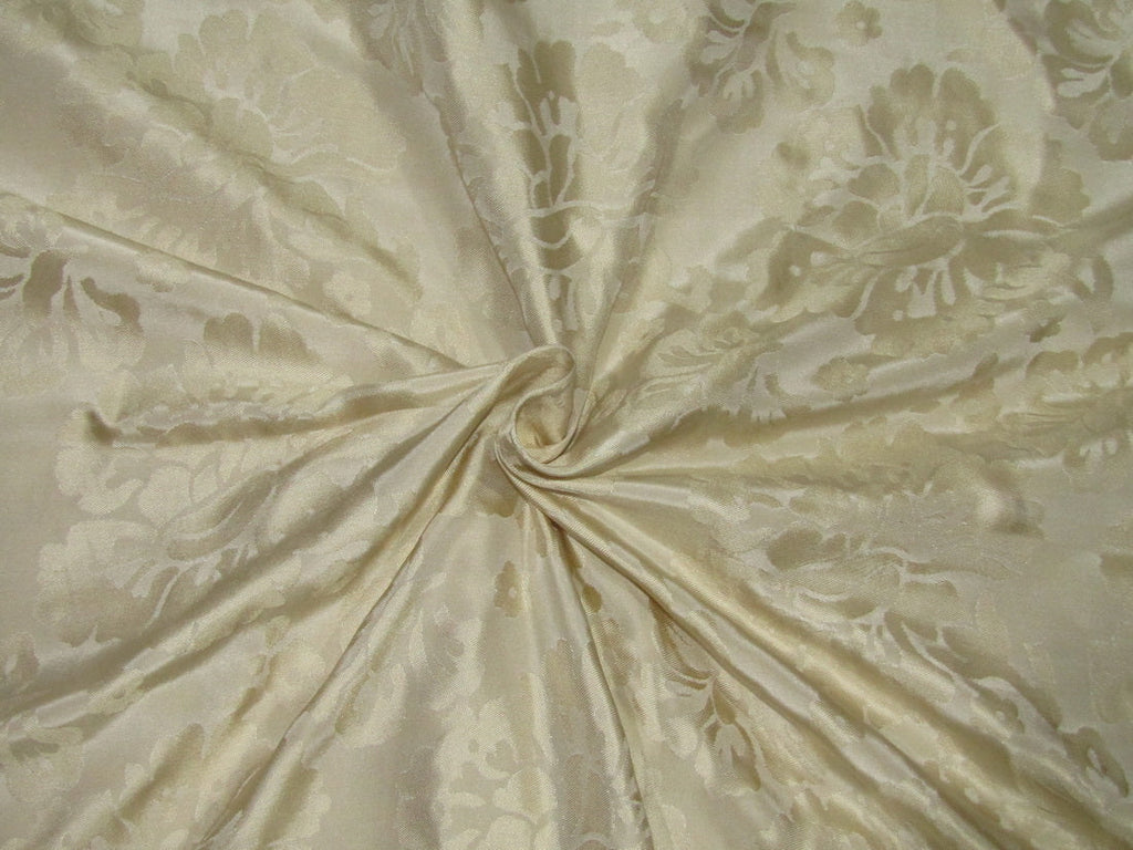 Silk taffeta jacquard fabric cream DAMASK TAFJ28c single length