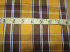 100% silk dupion yellow and brown Plaids fabric ~54&quot; wide