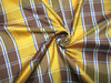 100% silk dupion yellow and brown Plaids fabric ~54&quot; wide