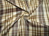 100% silk dupion grey and beige Plaids fabric 54&quot; wide