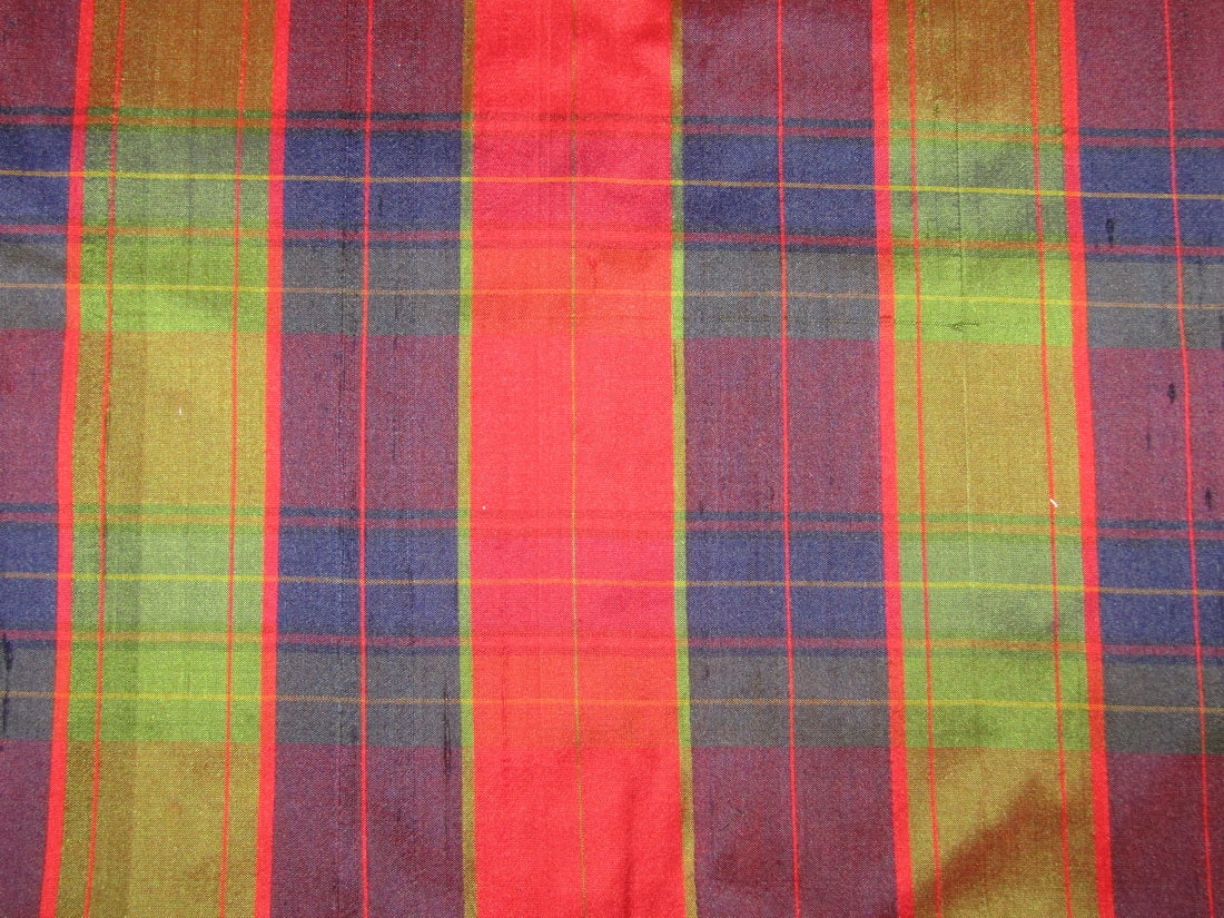 100% silk dupion multi color plaids fabric 54&quot; wide DUPNEWC10[6]