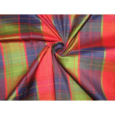 100% silk dupion multi color plaids fabric 54&quot; wide DUPNEWC10[6]