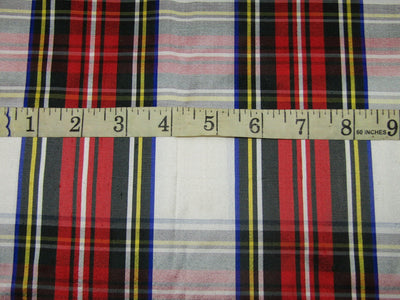 100% silk dupion white red black Scottish tartan Plaids fabric 54&quot; wide