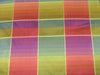 100% silk dupion bright multi colors and gold Plaids fabric 54&quot; wide