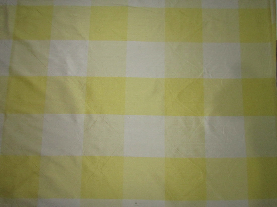 100% PURE SILK DUPION FABRIC yellows and creams colour PLAIDS 54" wide DUPC110[8] [9706]