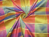 100% silk dupion bright multi colors and gold Plaids fabric 54&quot; wide