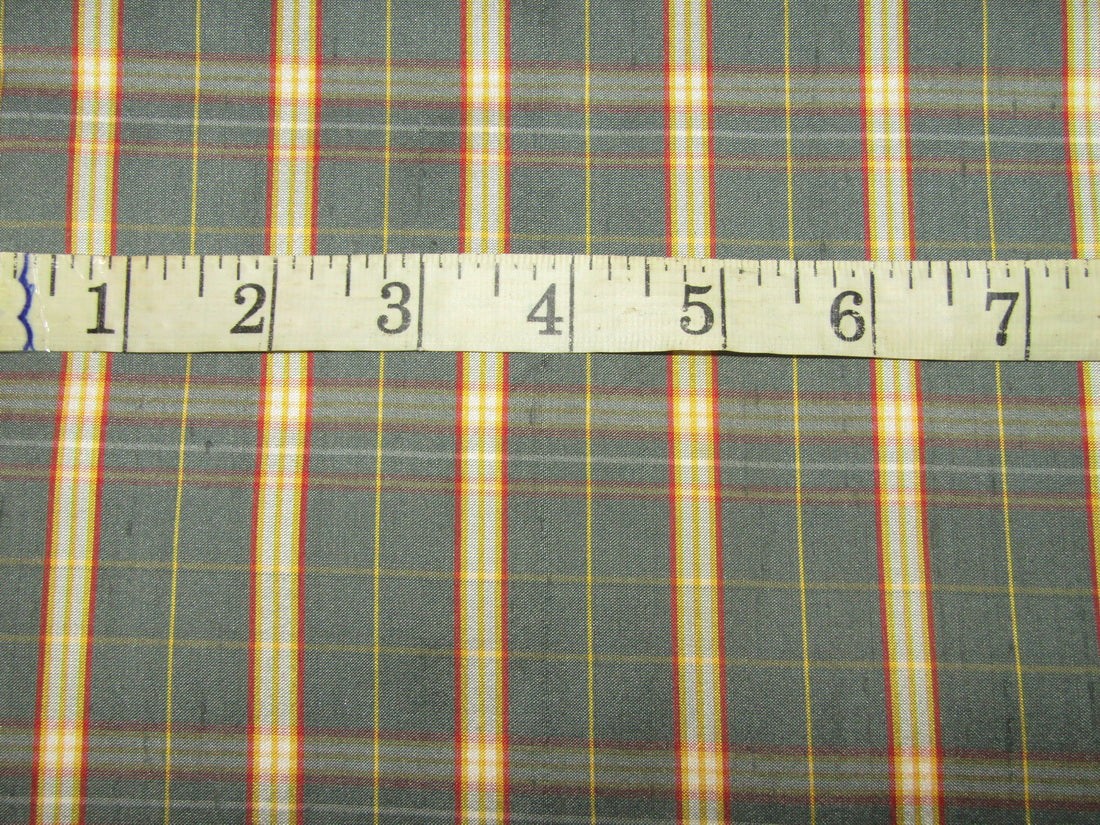 100% silk dupion green and red Plaids fabric 54&quot; wide
