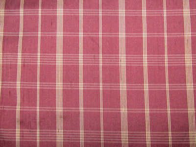 100% silk dupion fabric PLAIDS aubergine 54&quot; wide sold by the yard