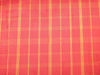 100% silk dupion REDISH PINK and YELLOW PLAIDS fabric - 54&quot; wide