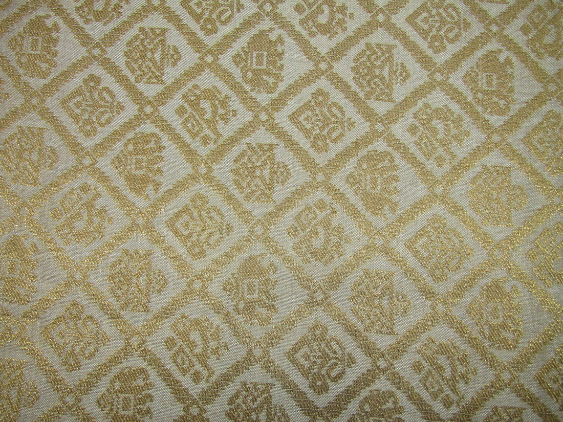 Brocade fabric ivory x metallic gold color 44" wide BRO660[4]