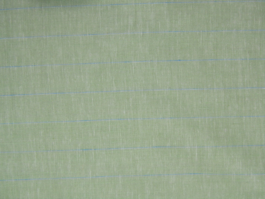 100% Linen pastel green and blue stripe 60's Lea Fabric ~ 58&quot; wide