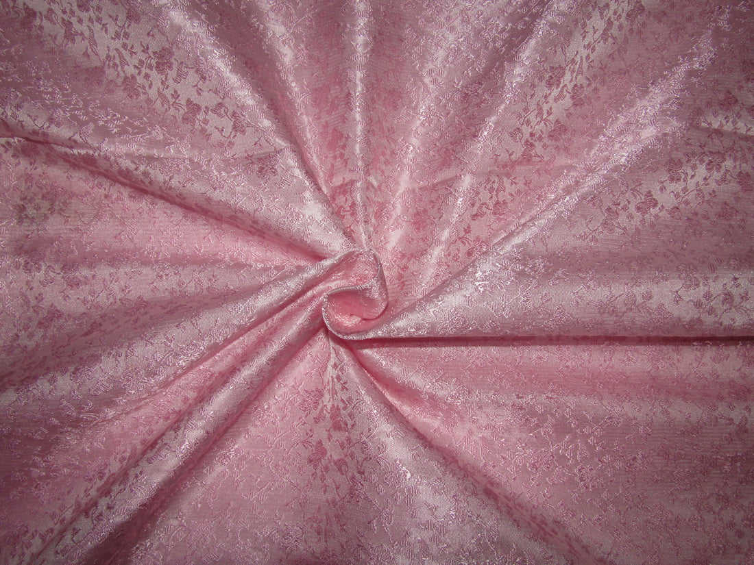 Brocade jacquard fabric Baby pink floral butterflies color 44" wide BRO242[2]