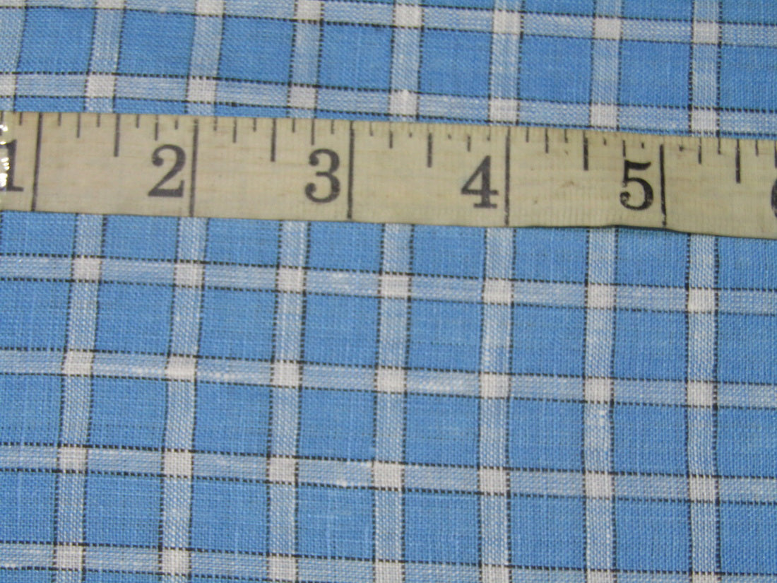 100% Linen Blue plaids 60's Lea Fabric 58" wide [10802]