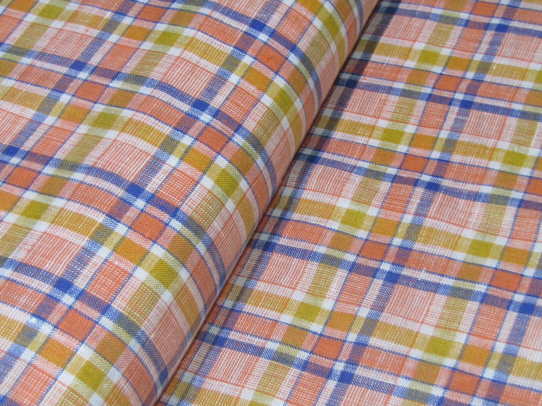 Linen orange yellow blue 60's Lea Fabric 58" wide [10804]
