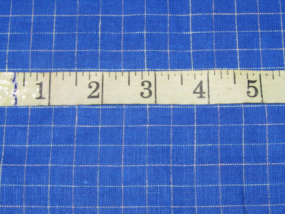 100% Linen Blue plaids 60's Lea Fabric ~ 58&quot; wide [10807]