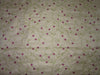 100% SILK SATIN DUPION beige with green and aubergine FLORAL EMBROIDERY 54&quot;DUPE61[2]