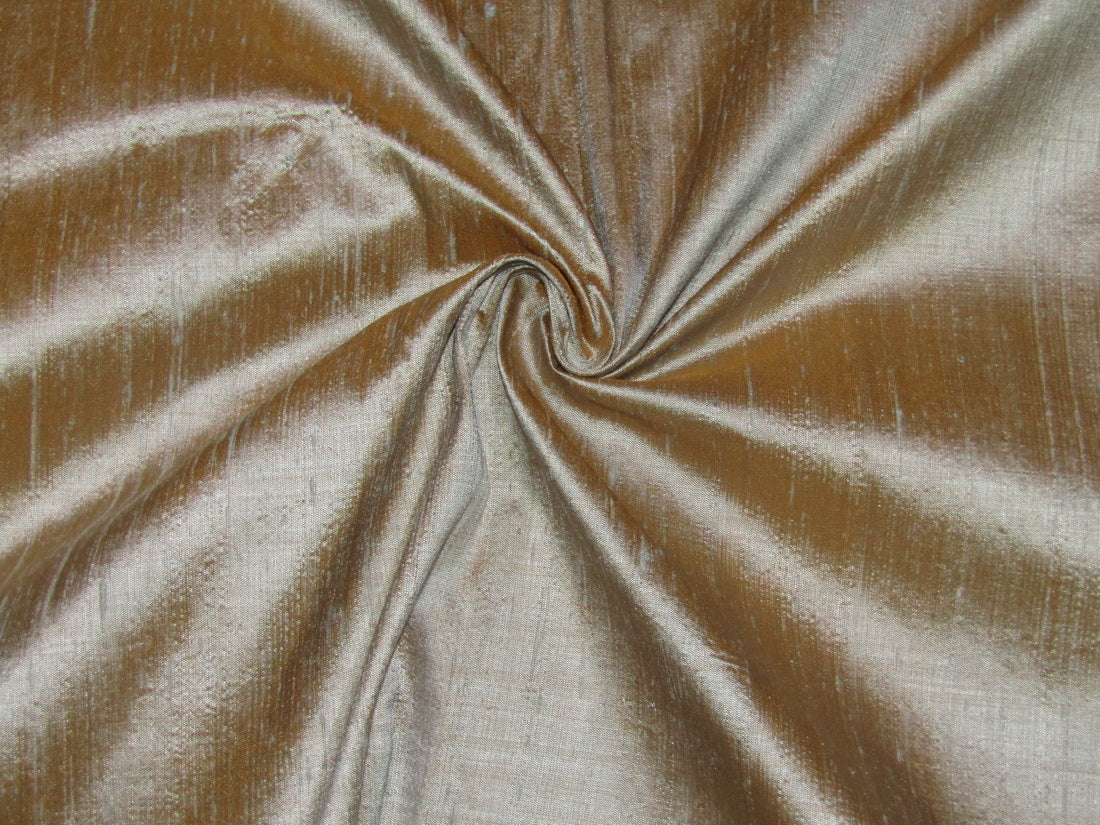 100% pure silk dupioni fabric mustard x green 54" wide with slubs