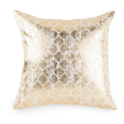 Chanderi silk fabric natural off white dyeable with metallic gold hexagon printed 44&quot; wide [11078]