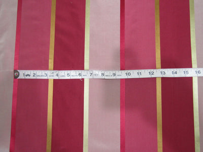 6.75 YARDS 100% SILK TAFFETA satin stripes fabric shades of dusty pink to pinkish reds 54&quot;TAFS164[5]