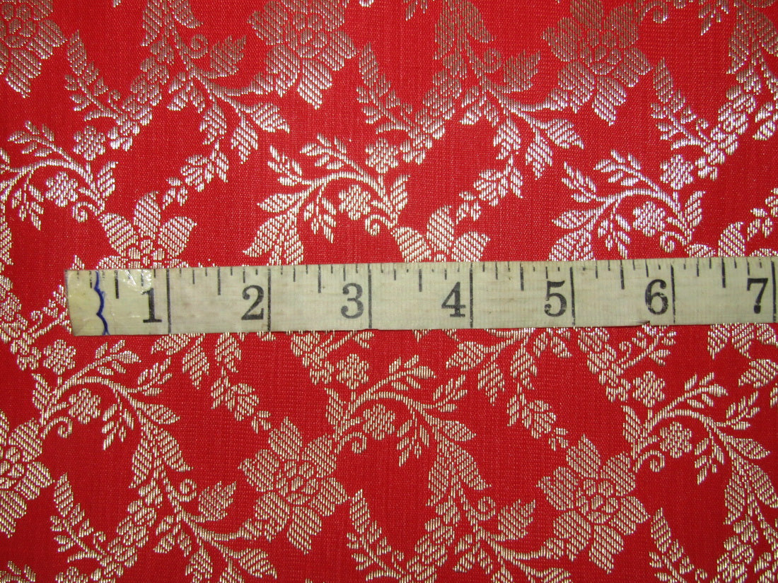 Silk Brocade fabric Red x metallic gold color 44" wide BRO773[3]