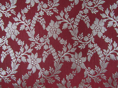 Silk Brocade fabric Maroon Red x metallic gold color 44" wide BRO773[4]