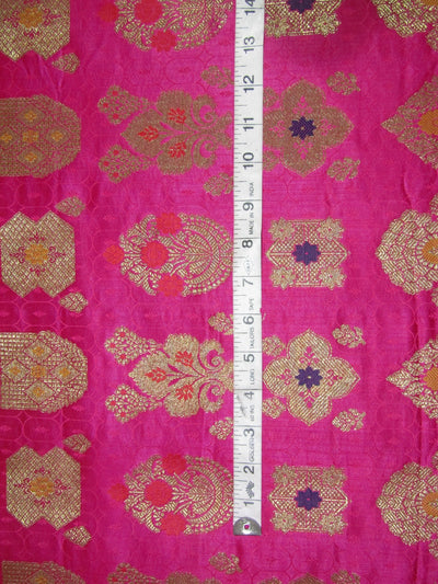 BROCADE jacquard FABRIC pink and multi color x metalic gold COLOR 44&quot; wide
