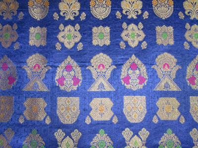 BROCADE jacquard FABRIC navyand multi color x metalic gold COLOR 44&quot; wide
