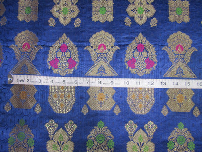 BROCADE jacquard FABRIC navyand multi color x metalic gold COLOR 44&quot; wide