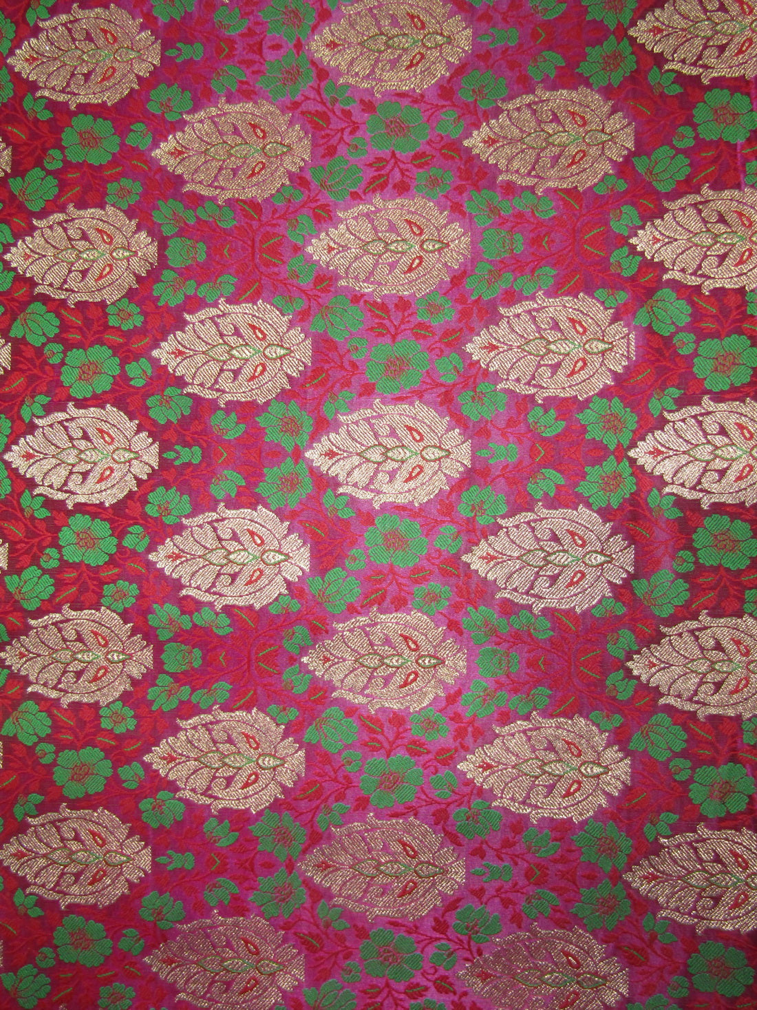 BROCADE jacquard FABRIC pink ,green x metalic gold COLOR 44&quot; wide