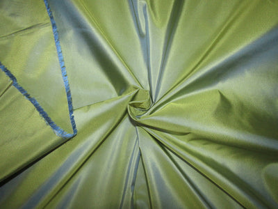 100% PURE SILK TAFFETA yellow x blue=iridescent golden green 28 momme TAF303[5] 54&quot; wide