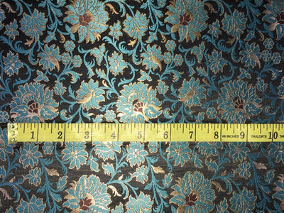 Silk Brocade Fabric Blue,Black,Wine & Metallic Gold color 36" wide BRO248[3]