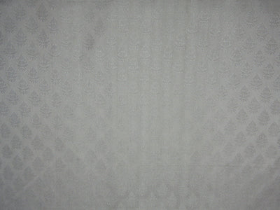 100% PURE SILK BROCADE FABRIC White Color 44" wide BRO774[5]