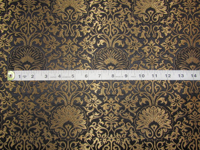 Silk Brocade fabric Black x metallic gold color 44" wide BRO776[1]