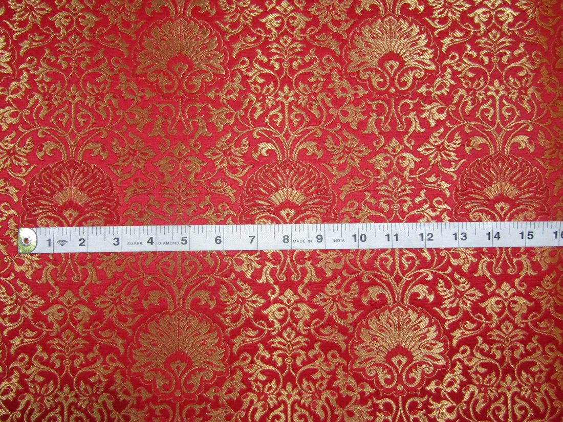 Silk Brocade fabric Red x metallic gold color 44" wide BRO776[3]