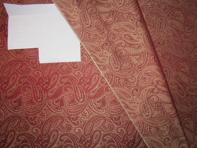 100% silk Brocade Jacquard Fabric paisleys red x mettalic gold 44&quot;BRO692[6]