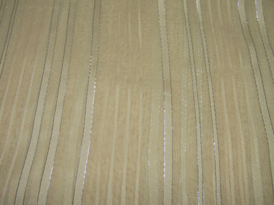 Georgette Fabric nude with silver lurex stripes 44&quot;by the yard