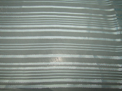 Georgette Fabric blue with silver lurex stripes 44&quot; by the yard
